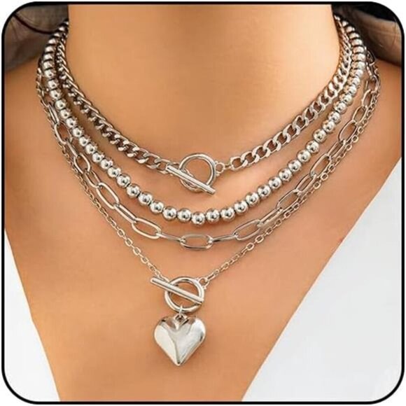 Layered Gold Necklace for Women Non Tarnish Chunky Gold Necklace Stack - Picture 7 of 7